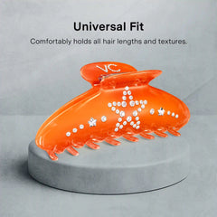 Neon Orange Star Child Crystal Large Hair Clip