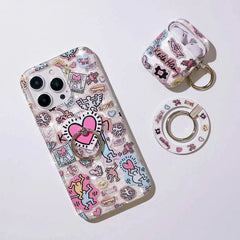 Keith Haring Pink Heart Phone Ring