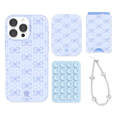 Lovely Blue Bows iPhone Bundle Set - Wallet